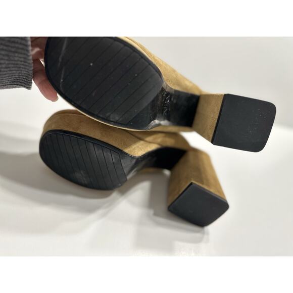 Zara Womens Chunky Heel Suede Clogs Tan Size EU 37 US 7 - Picture 5 of 6